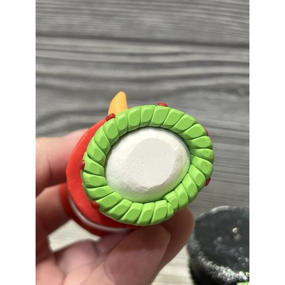 Whimsical Snowman Head Tall Top Hat Clay Christmas Ornaments 3.25” Set Of 2 - Picture 10 of 10